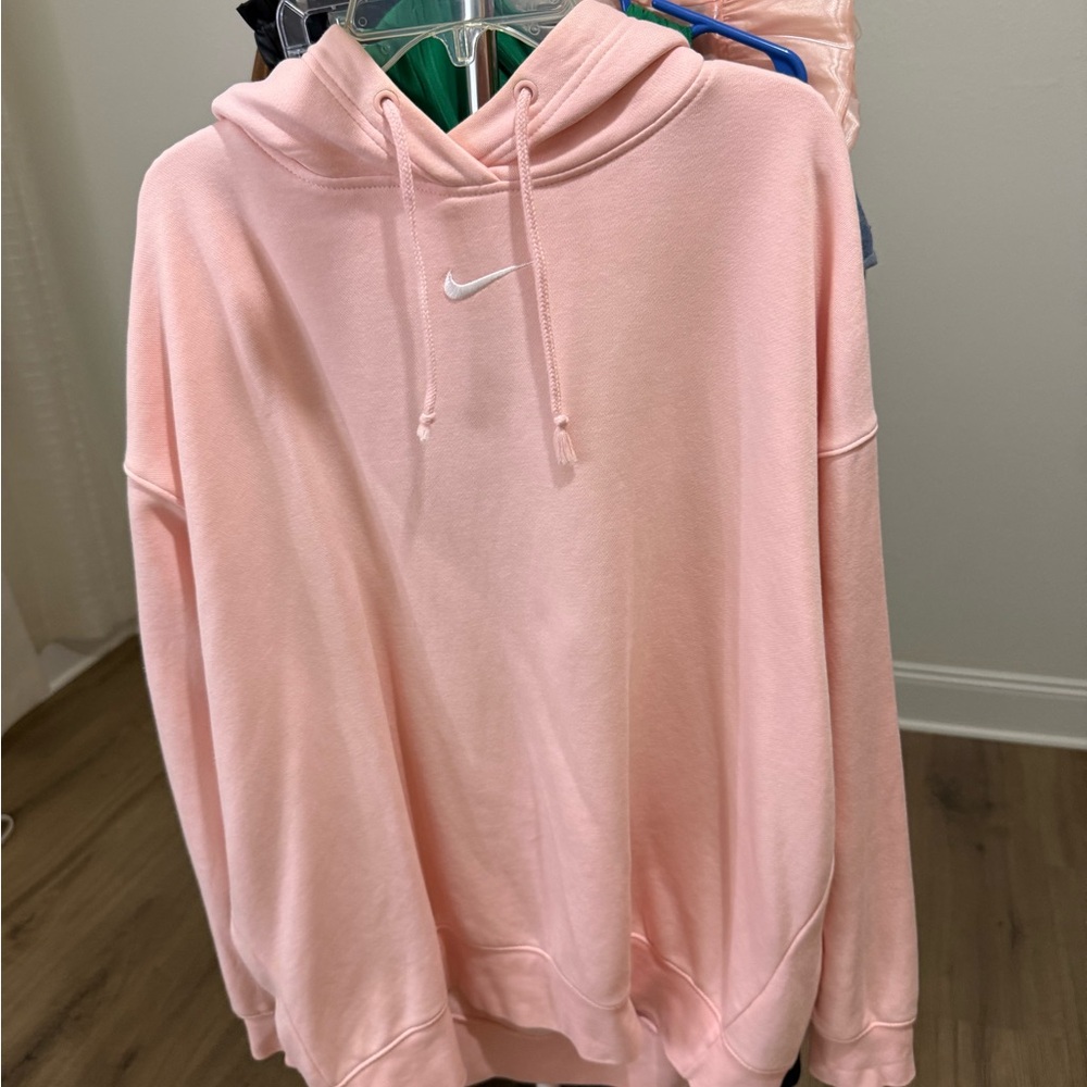 Nike Light Pink Pullover Hoodie with White Swoosh
